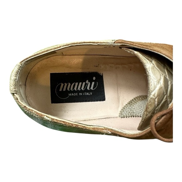 Mauri Light Tan Brown Crocodile Men\'s Dress Shoe Hand Painted Size 10